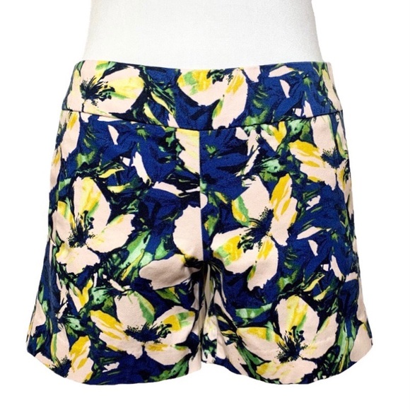 SOLD-J Crew Tropical Floral Print Blue Blush Pink Mid Rise 5” Chino Shorts - Picture 4 of 7